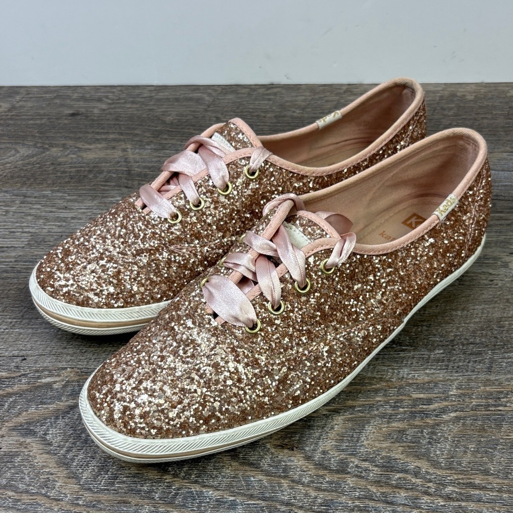 Keds x Kate Spade Rose Gold Glitter Sneakers Women’s Size 7.5